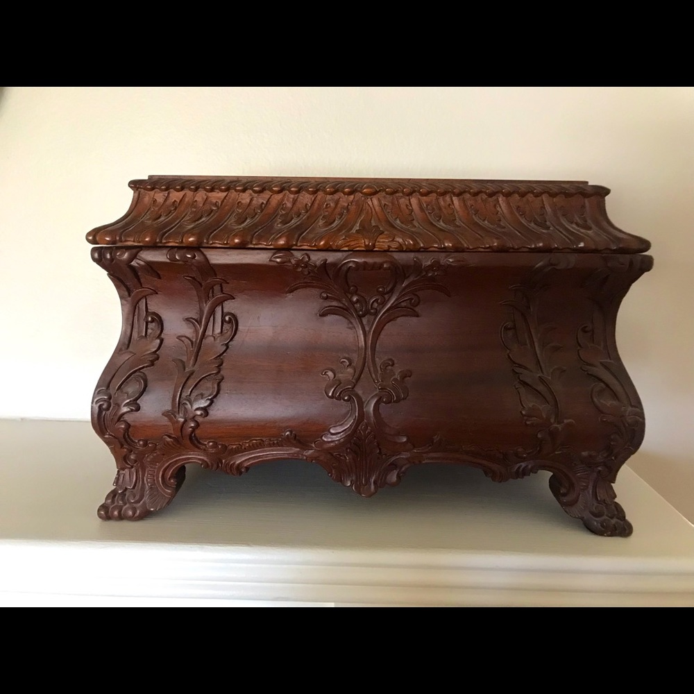 Indonesian Hand Carved Wood Jewelry Box